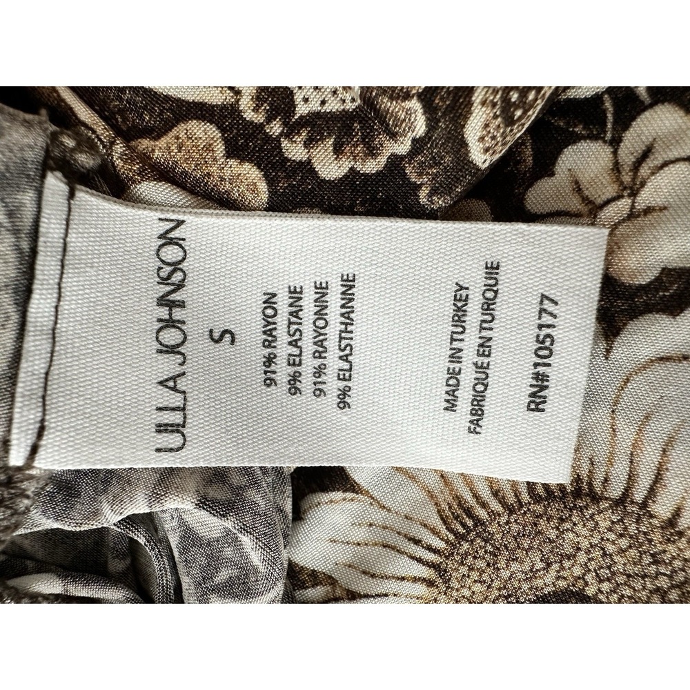 ULLA JOHNSON Aurelia Turtleneck Top Womens Small Floral Long Sleeve Stretch - Picture 4 of 7